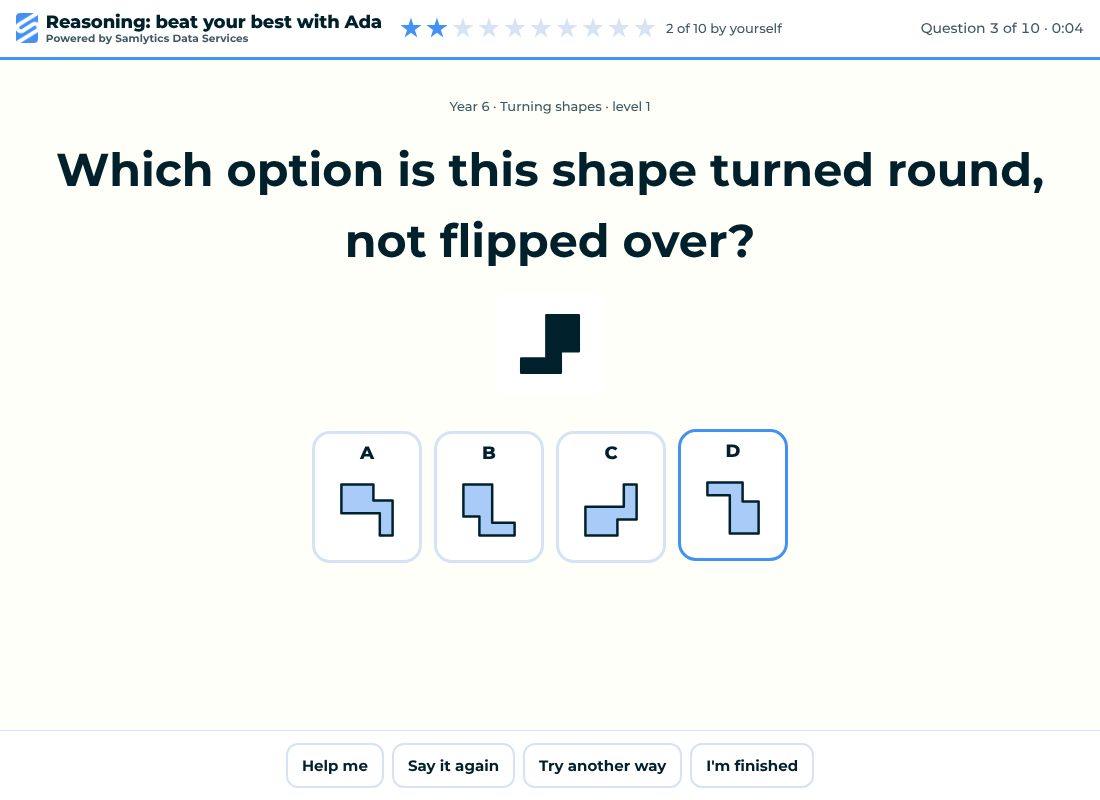 A shape puzzle with four picture options